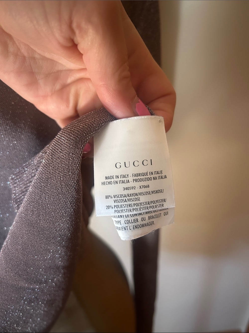 Gucci Shimmery Dusty Mauve V-Neck Button Cardigan - Picture 6 of 7